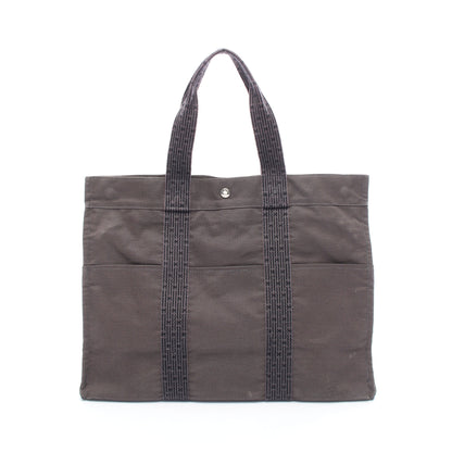 エールラインGM ハンドバッグ トートバッグ ナイロンキャンバス ダークグレー シルバー金具 エルメス バッグ HERMES