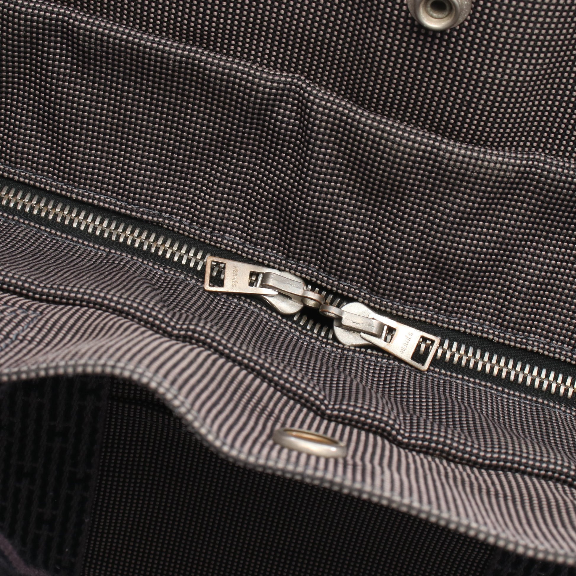 エールラインGM ハンドバッグ トートバッグ ナイロンキャンバス ダークグレー シルバー金具 エルメス バッグ HERMES
