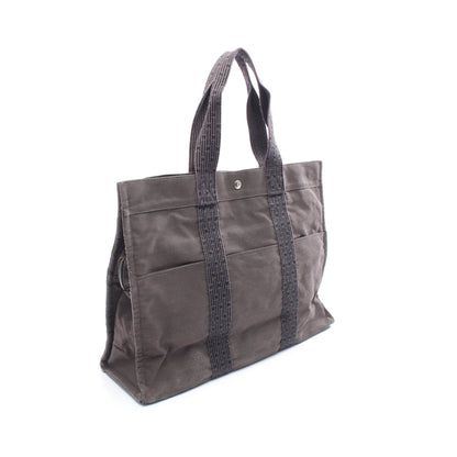 エールラインGM ハンドバッグ トートバッグ ナイロンキャンバス ダークグレー シルバー金具 エルメス バッグ HERMES