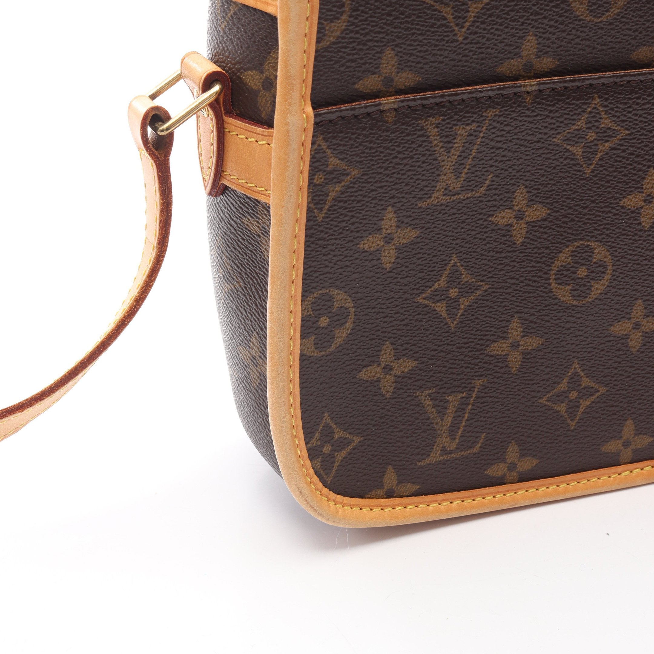 ソローニュ モノグラム ショルダーバッグ PVC レザー ブラウン ルイ