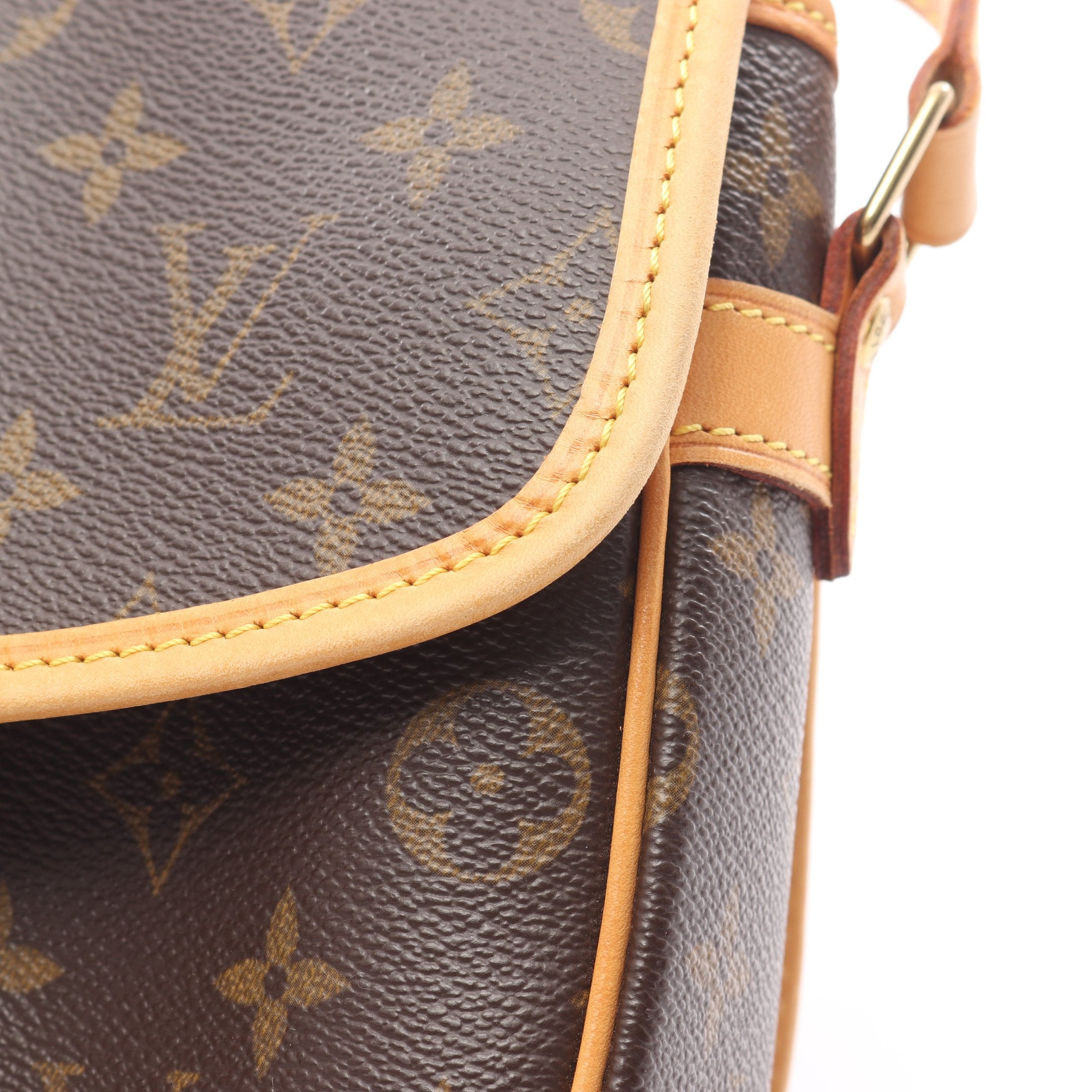 ソローニュ モノグラム ショルダーバッグ PVC レザー ブラウン ルイ