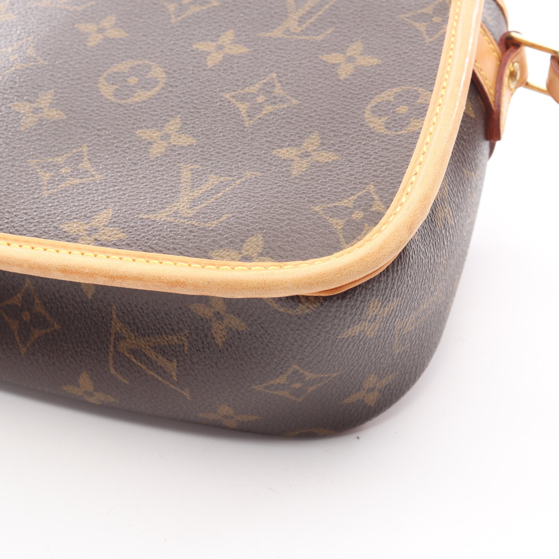 ソローニュ モノグラム ショルダーバッグ PVC レザー ブラウン ルイ