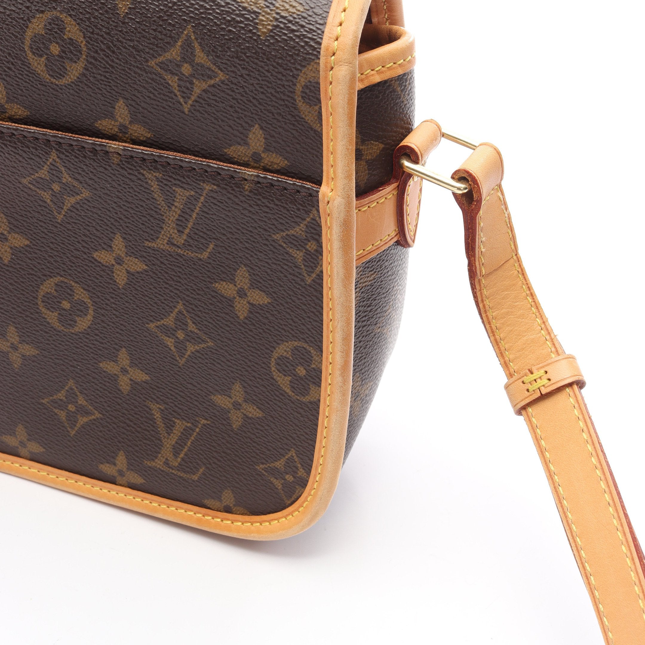 ソローニュ モノグラム ショルダーバッグ PVC レザー ブラウン ルイ