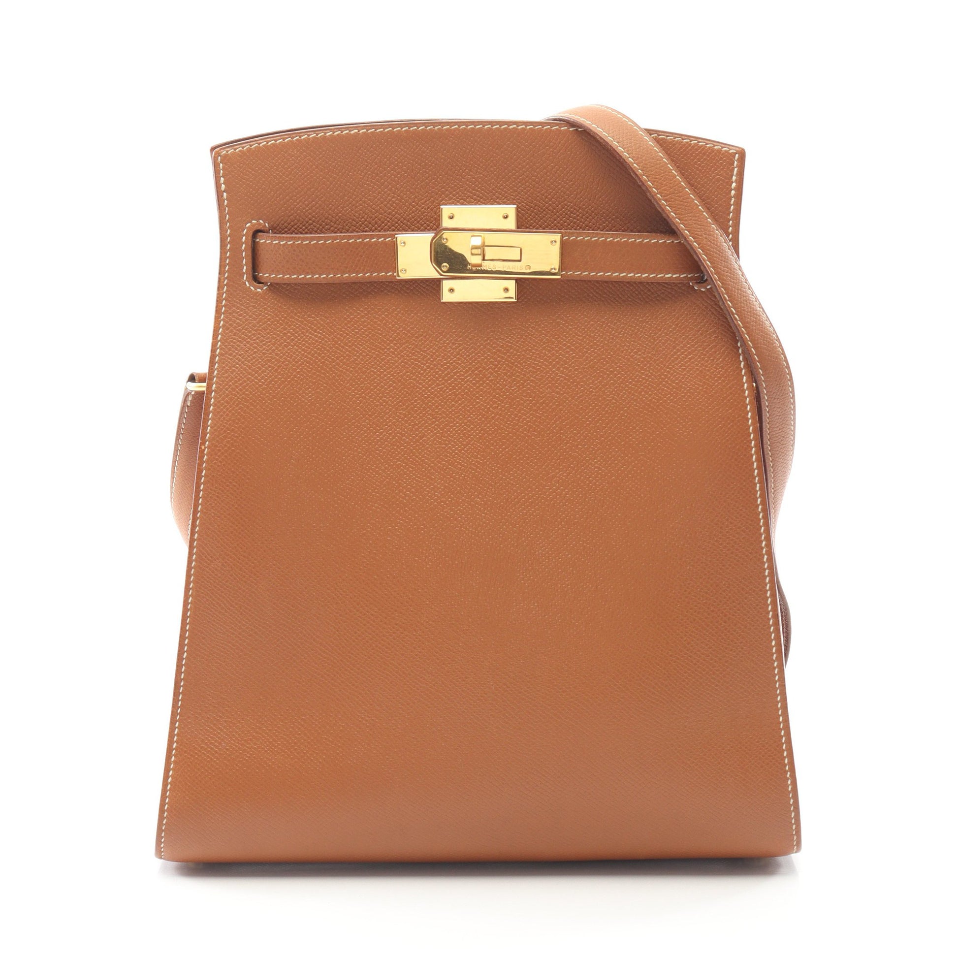 ケリースポーツMM ゴールド ショルダーバッグ クシュベル ライトブラウン ゴールド金具 ○W刻印 エルメス バッグ HERMES
