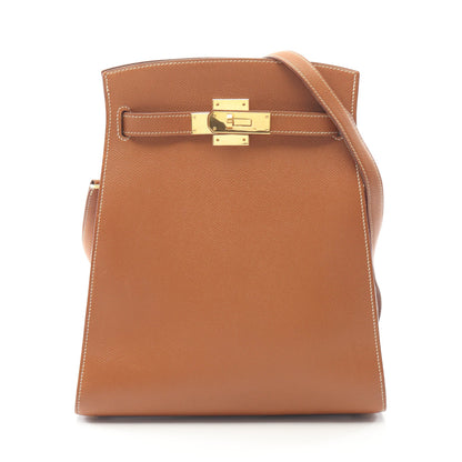 ケリースポーツMM ゴールド ショルダーバッグ クシュベル ライトブラウン ゴールド金具 ○W刻印 エルメス バッグ HERMES