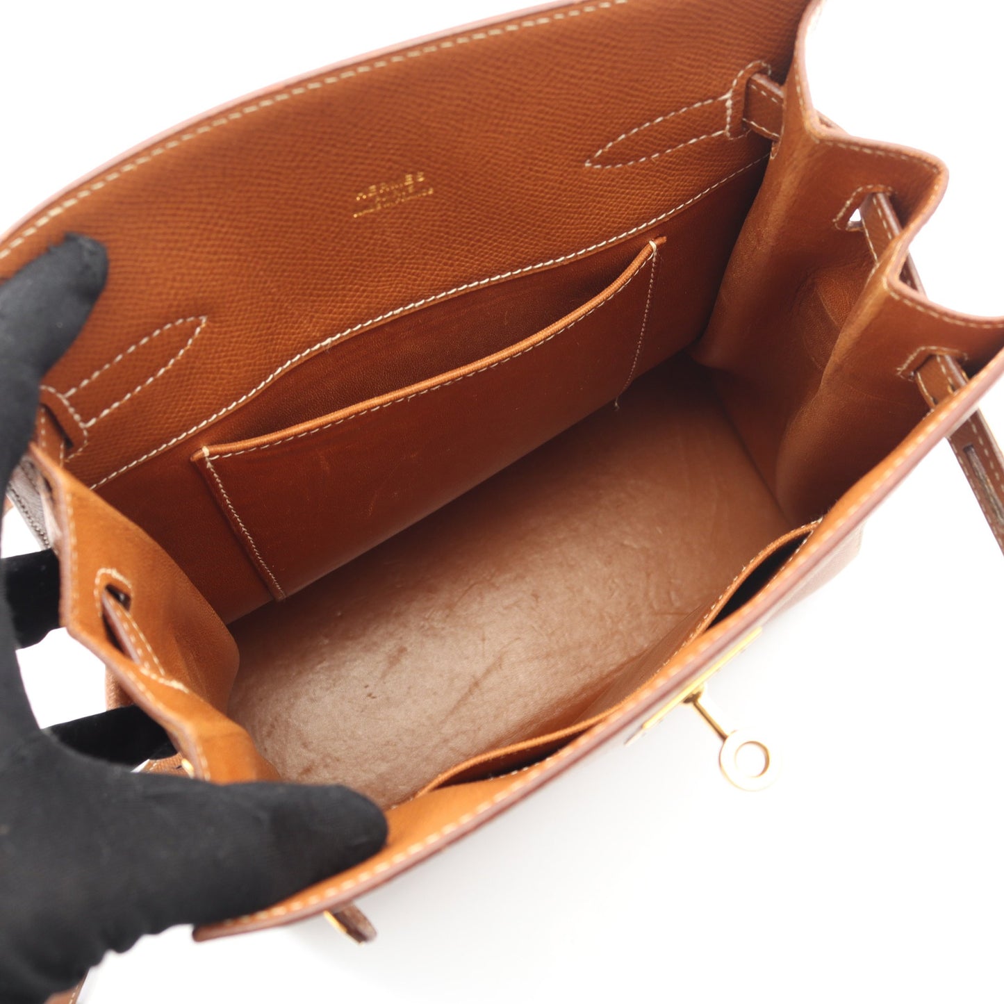ケリースポーツMM ゴールド ショルダーバッグ クシュベル ライトブラウン ゴールド金具 ○W刻印 エルメス バッグ HERMES