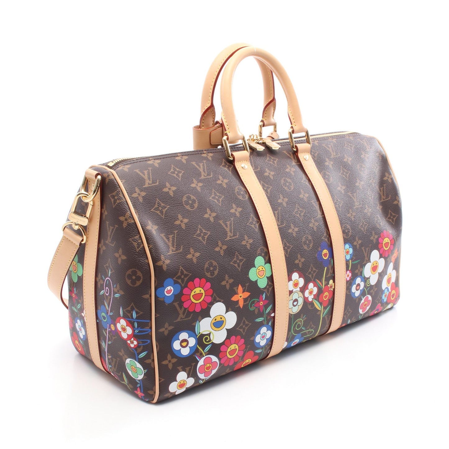LOUIS VUITTON × 村上隆 キーポル バンドリエール45 モノグラム ボストンバッグ PVC レザー ブラウン マルチカラー ルイヴィトン バッグ LOUIS VUITTON