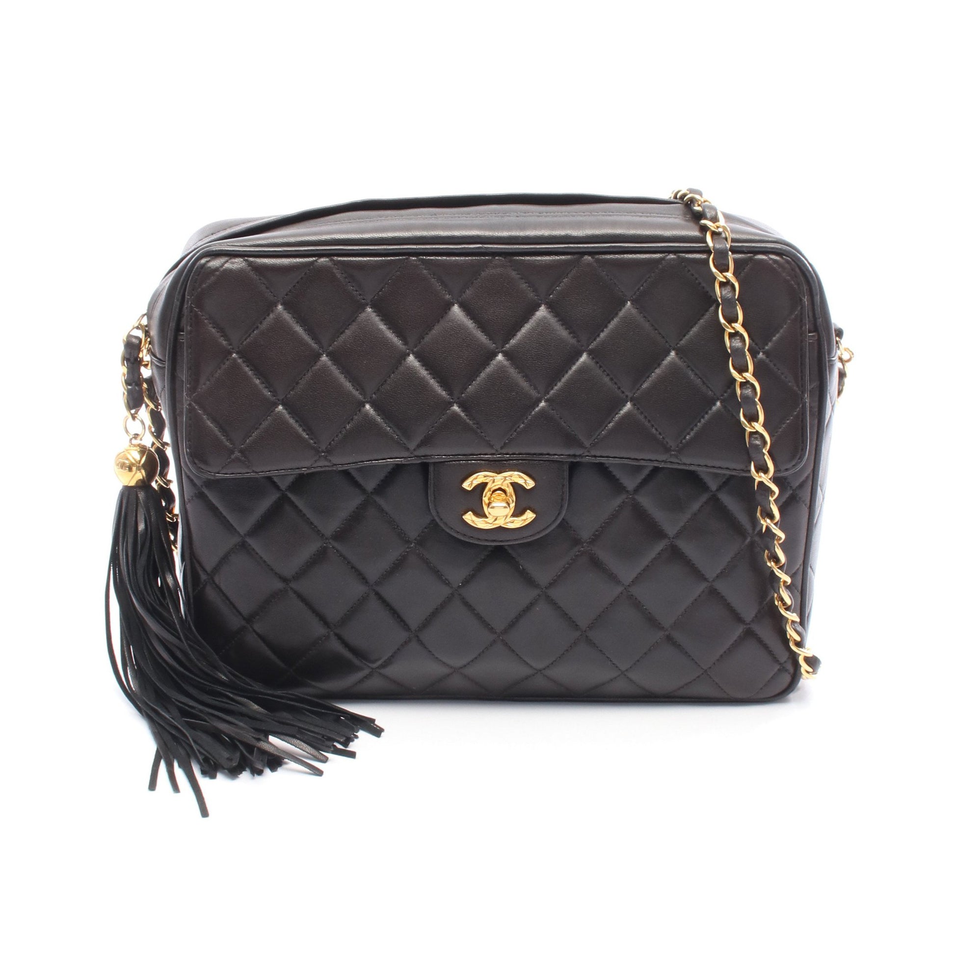 チェーンショルダーバッグ ラムスキン ブラック ゴールド金具 シャネル バッグ CHANEL