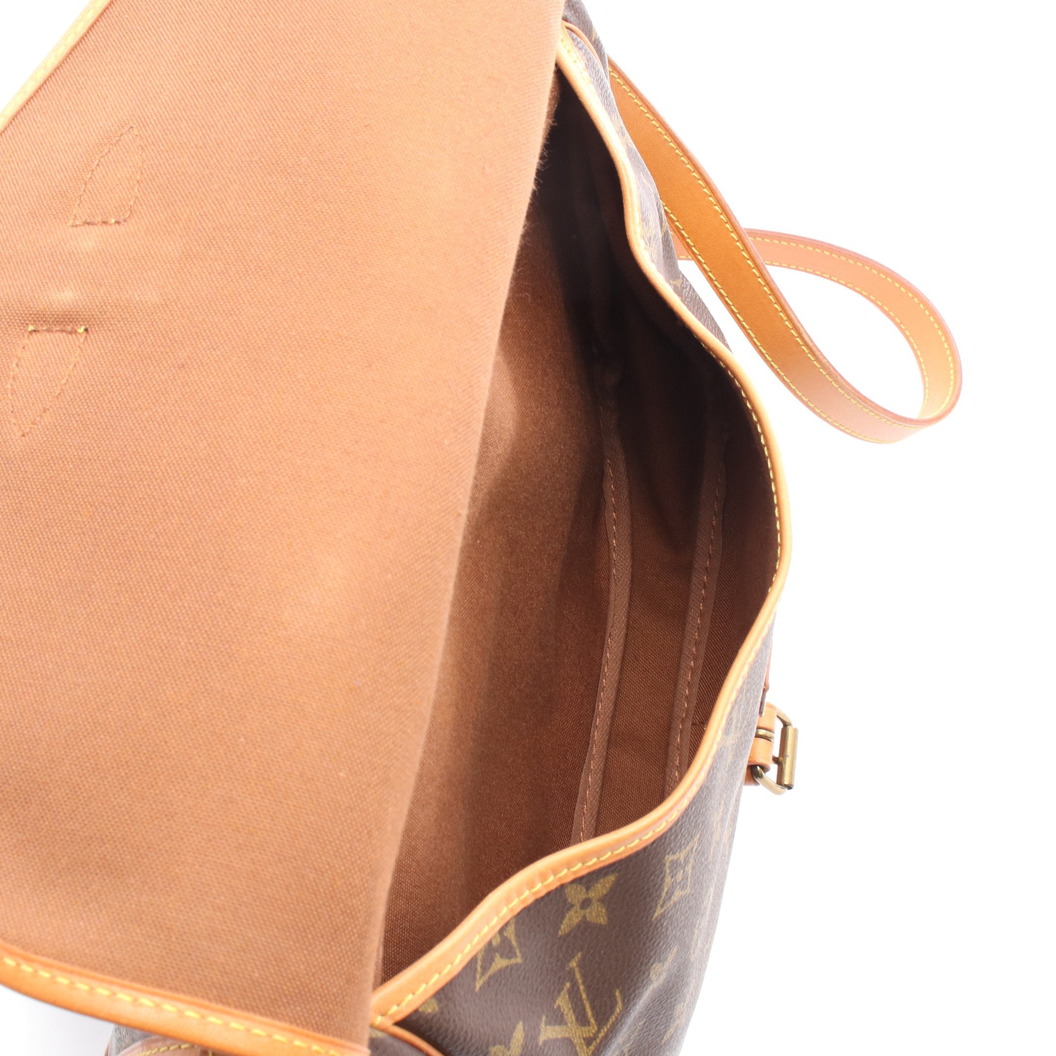 ソミュール30 モノグラム ショルダーバッグ PVC レザー ブラウン ルイ