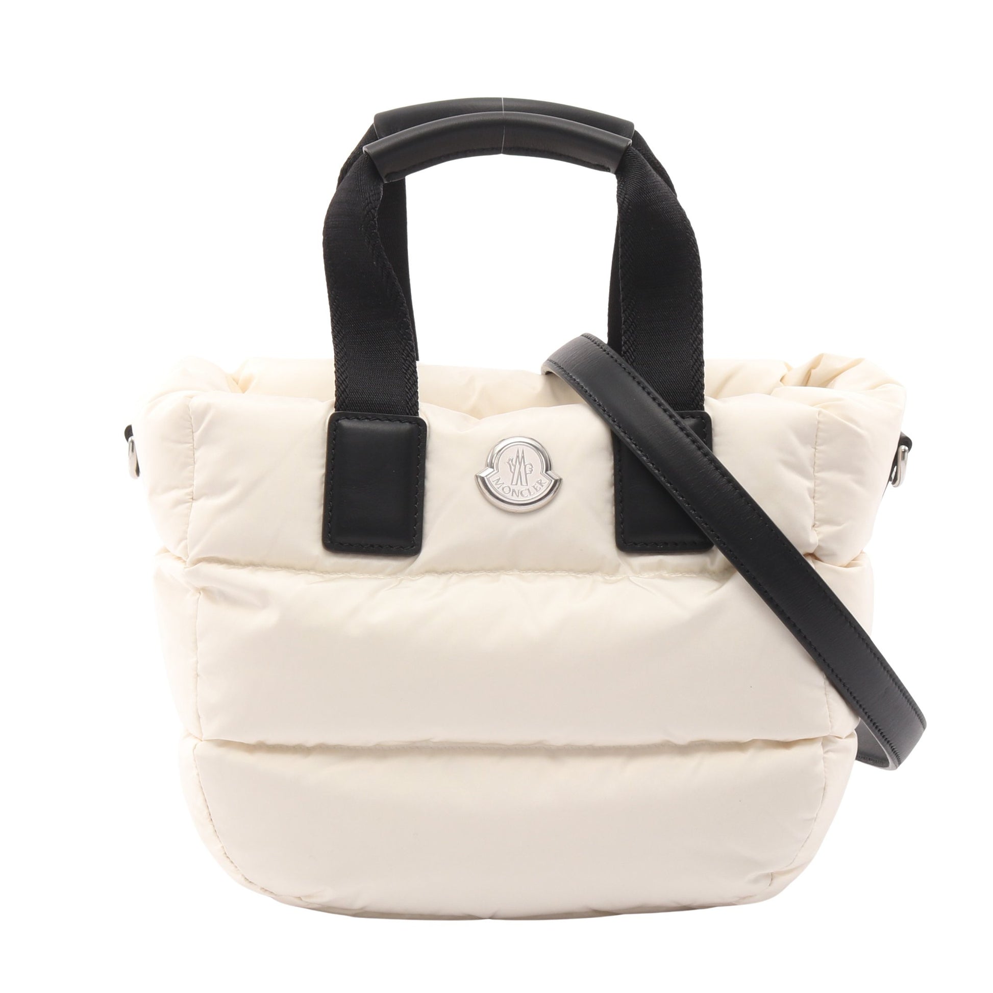 MINI CARADOC ハンドバッグ ナイロン レザー アイボリー ブラック 2WAY モンクレール バッグ MONCLER