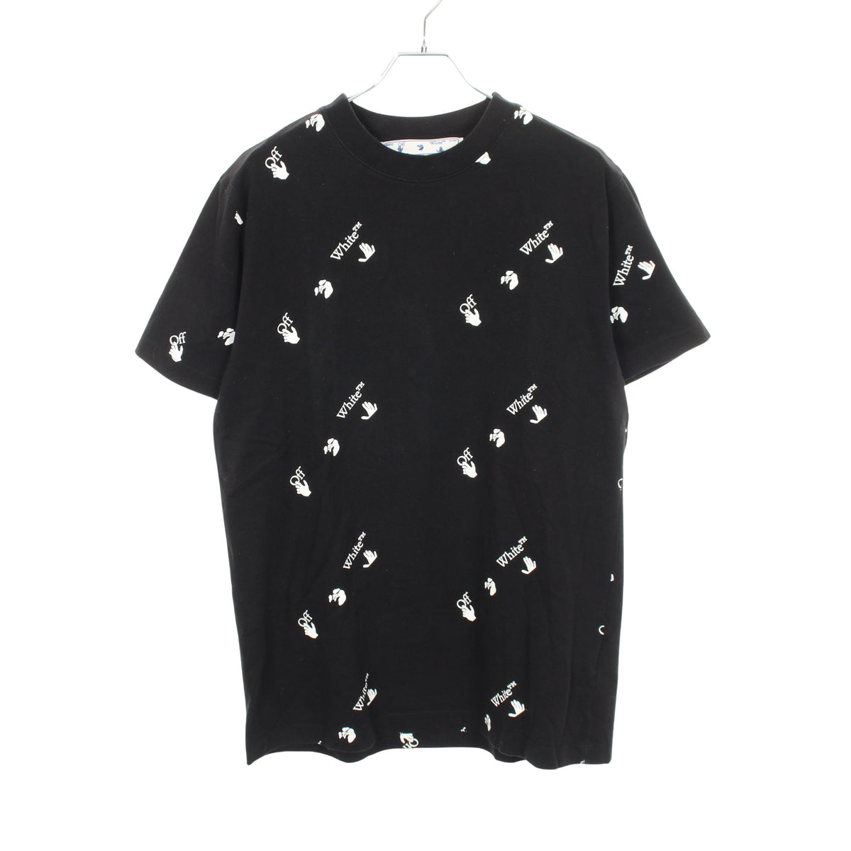 半袖Tシャツ クルーネック ロゴ総柄 コットン ブラック ホワイト オフホワイト トップス OFF-WHITE
