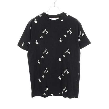 半袖Tシャツ クルーネック ロゴ総柄 コットン ブラック ホワイト オフホワイト トップス OFF-WHITE