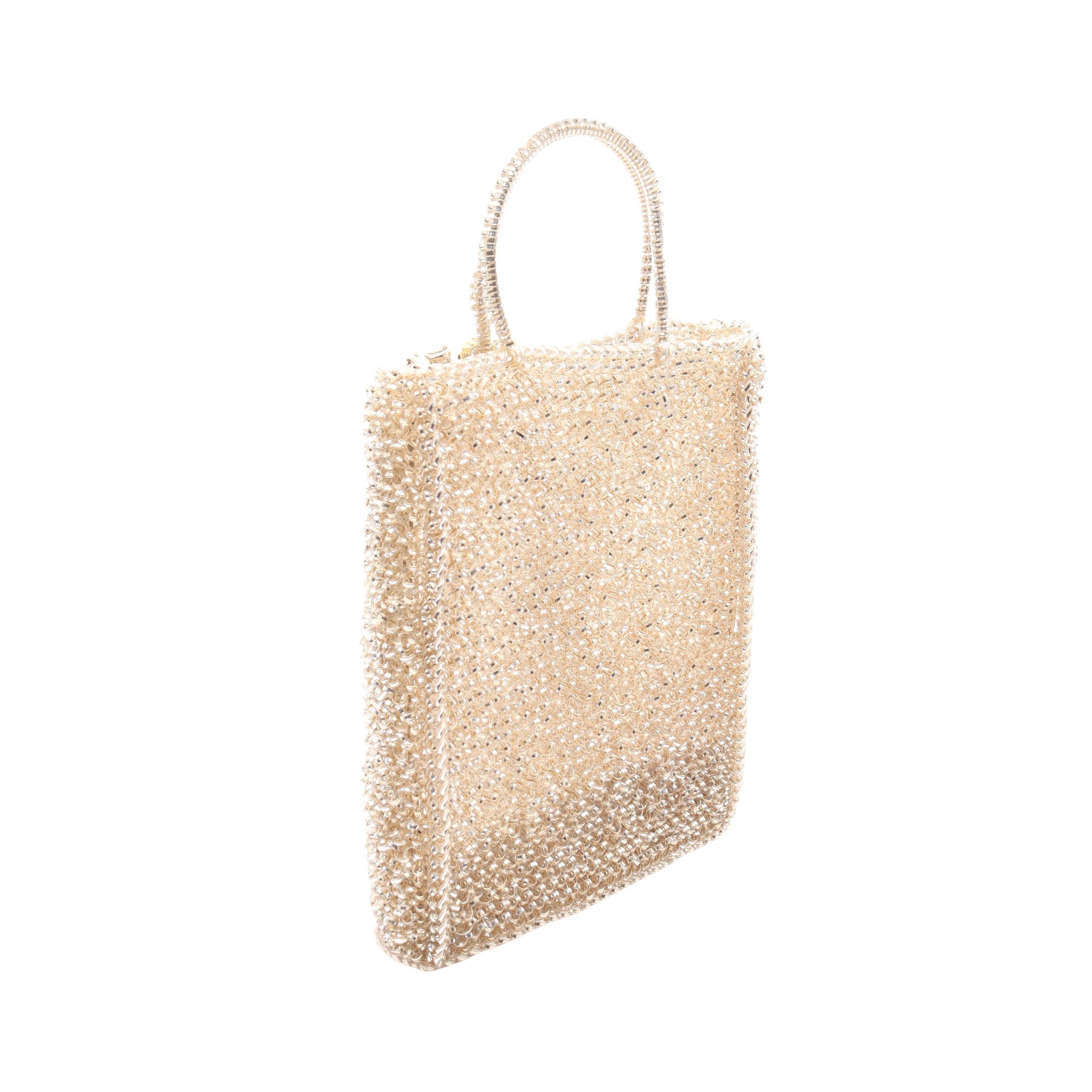 ワイヤーバッグ ハンドバッグ PVC シャンパンゴールド 2WAY