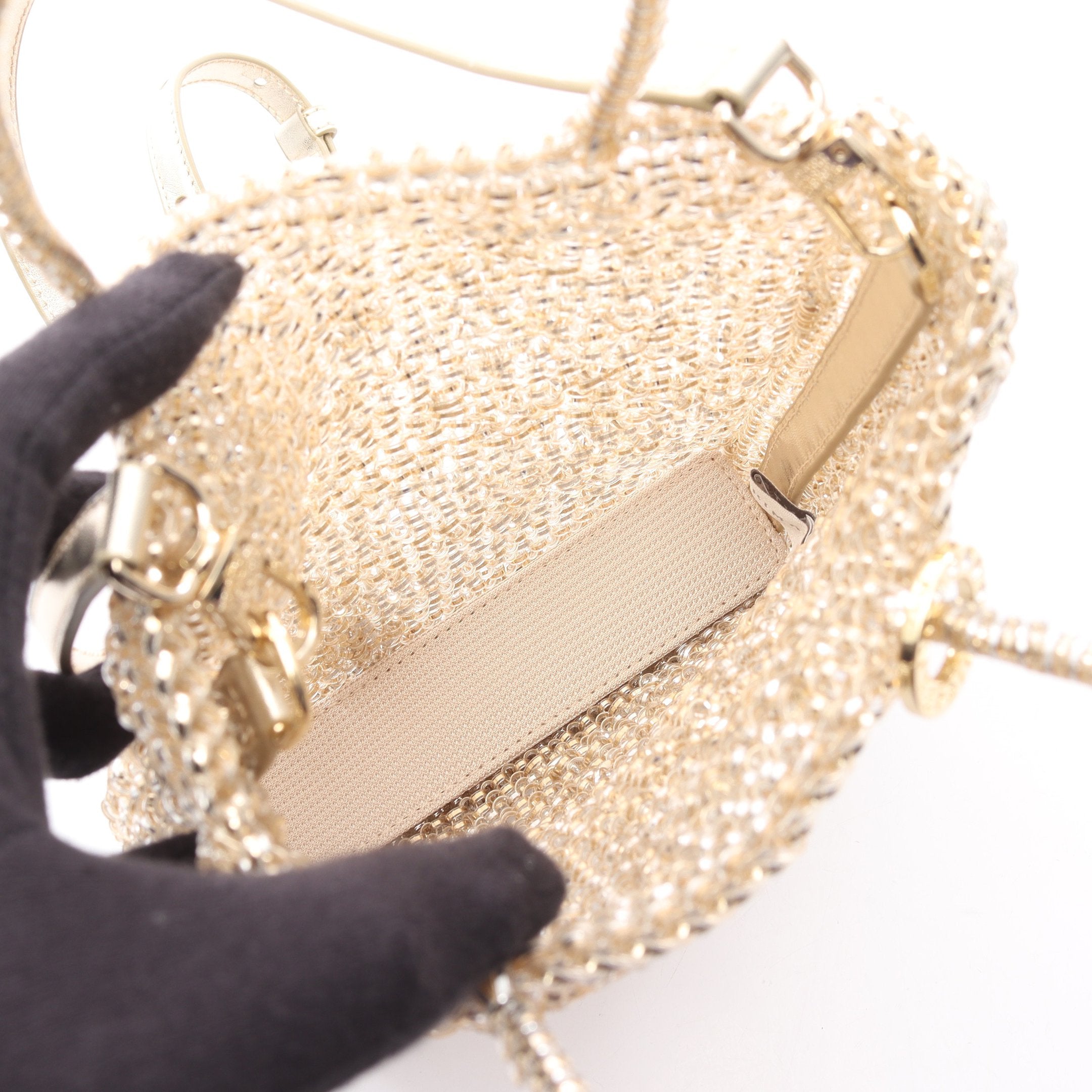 ワイヤーバッグ ハンドバッグ PVC シャンパンゴールド 2WAY