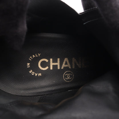 ココマーク ブーツ レザー ブラック リボン シャネル シューズ CHANEL