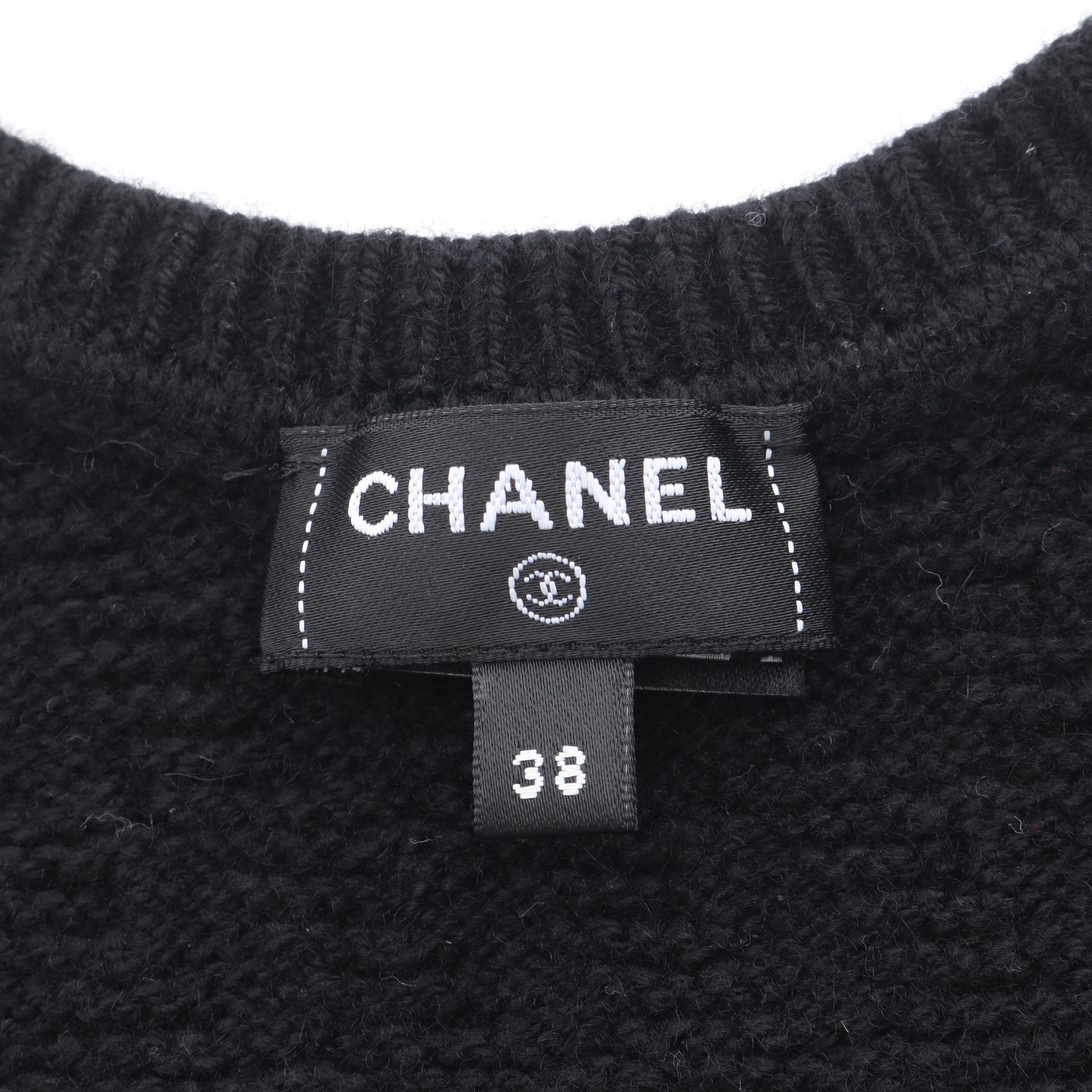 ココマーク チェーントリム ニットワンピース ノースリーブ カシミヤ ブラック 23B シャネル ワンピース CHANEL