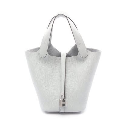ピコタンロックPM ブルーグラシエ ハンドバッグ トリヨンクレマンス ブルーグレー シルバー金具 K刻印 エルメス バッグ HERMES