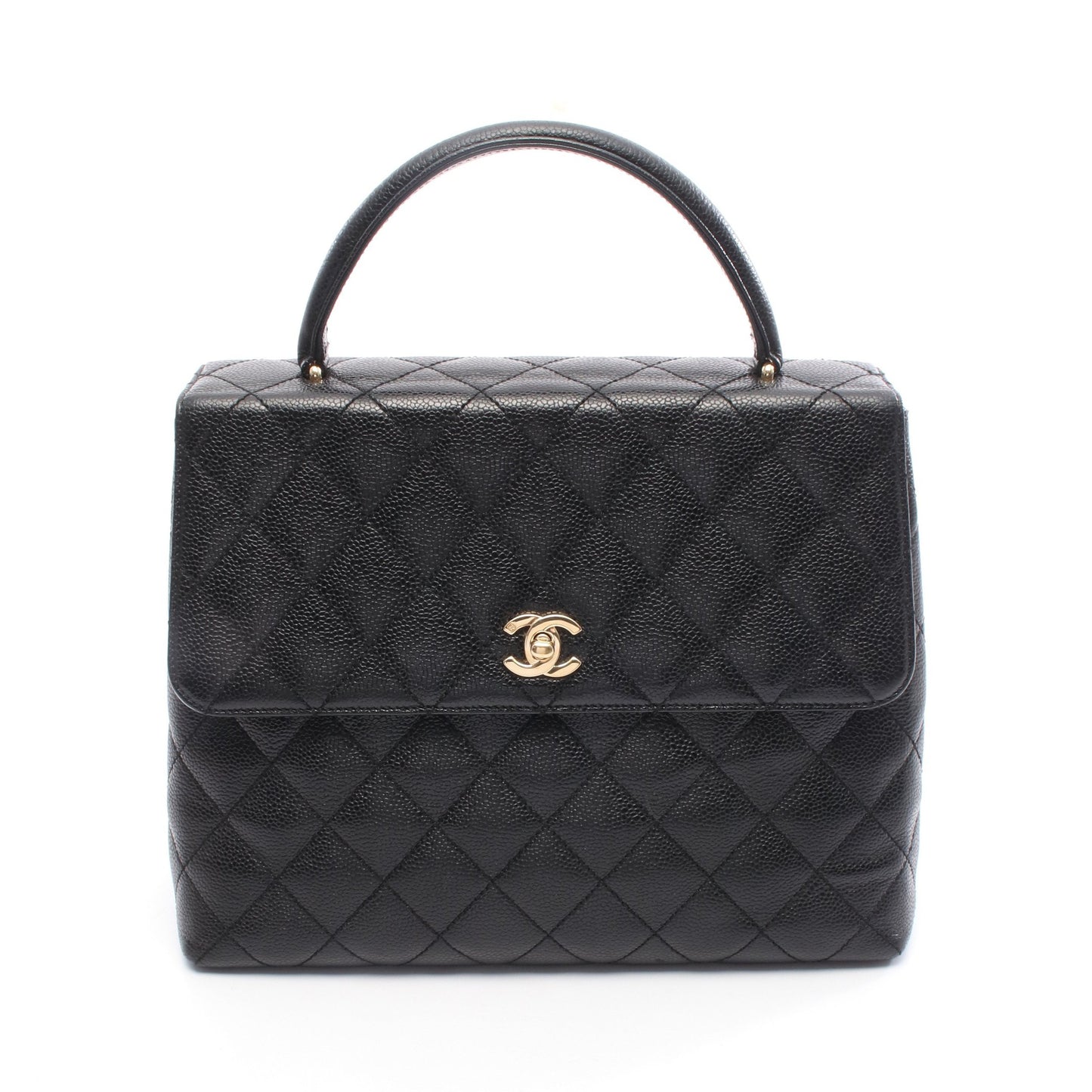 マトラッセ ハンドバッグ キャビアスキン ブラック ゴールド金具 シャネル バッグ CHANEL
