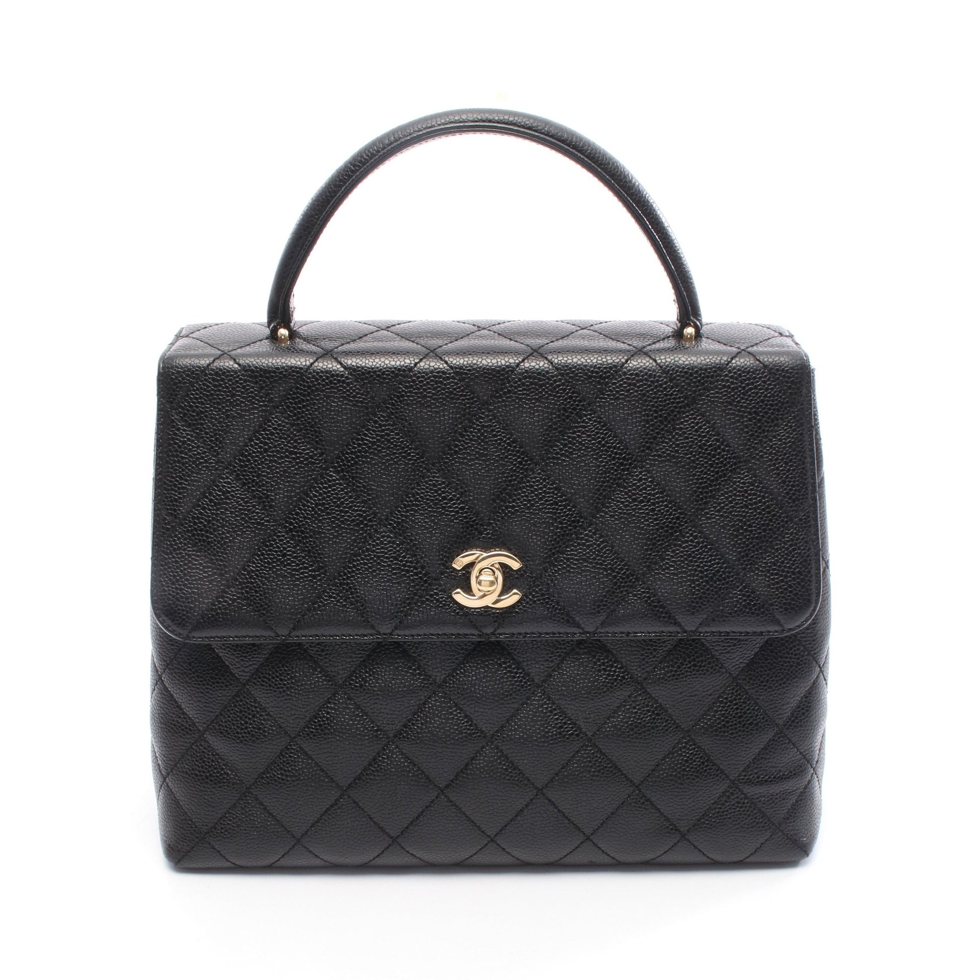 マトラッセ ハンドバッグ キャビアスキン ブラック ゴールド金具 シャネル バッグ CHANEL