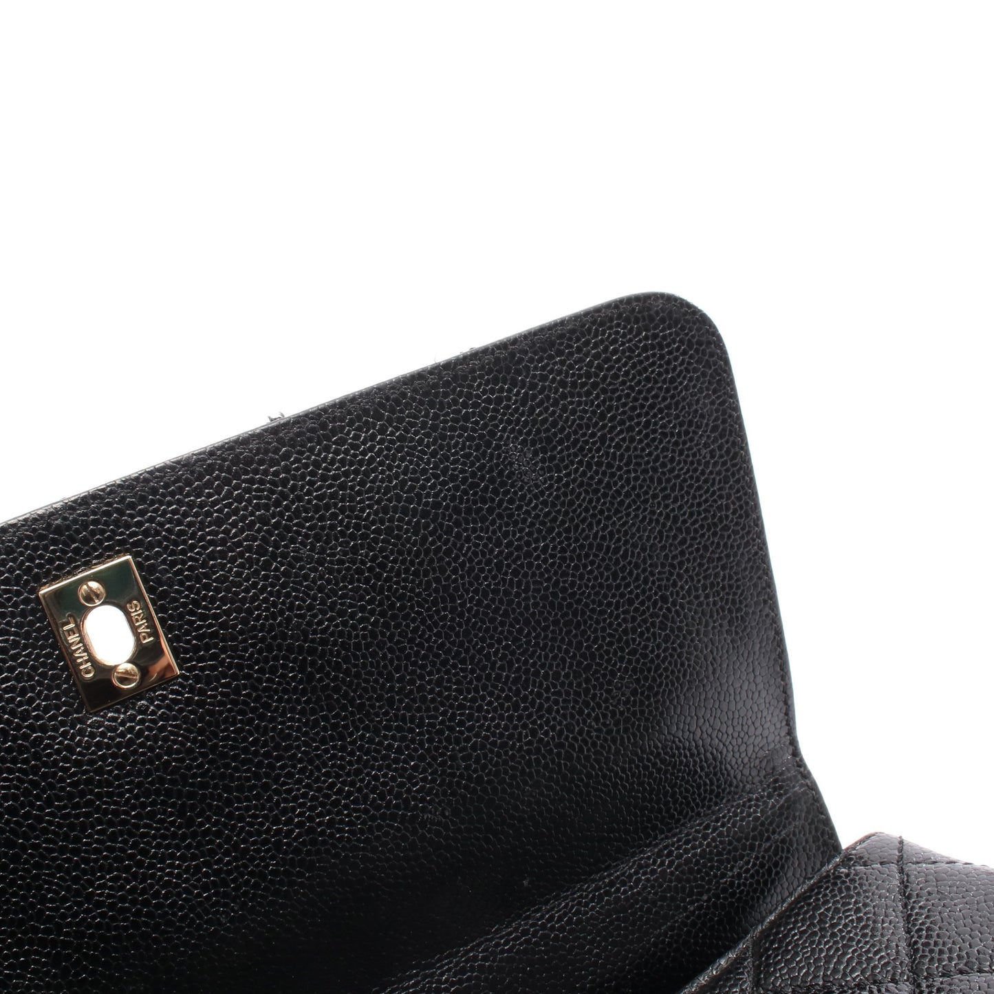 マトラッセ ハンドバッグ キャビアスキン ブラック ゴールド金具 シャネル バッグ CHANEL