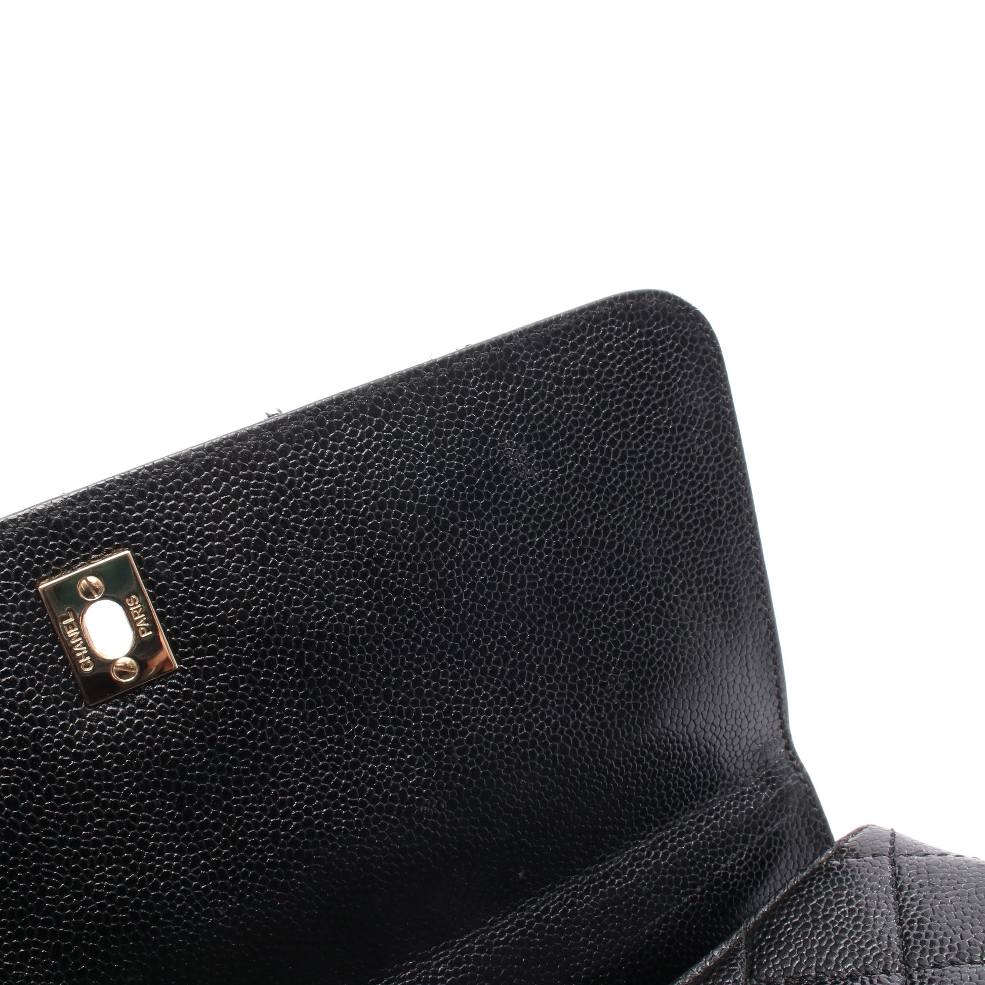 マトラッセ ハンドバッグ キャビアスキン ブラック ゴールド金具 シャネル バッグ CHANEL