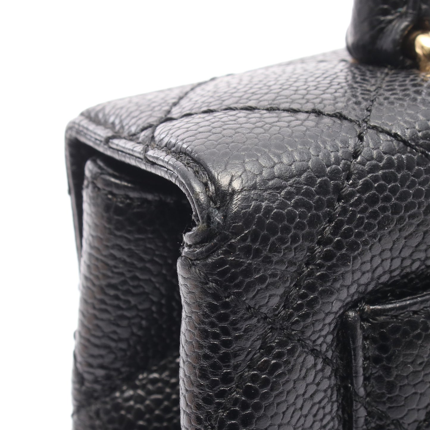 マトラッセ ハンドバッグ キャビアスキン ブラック ゴールド金具 シャネル バッグ CHANEL