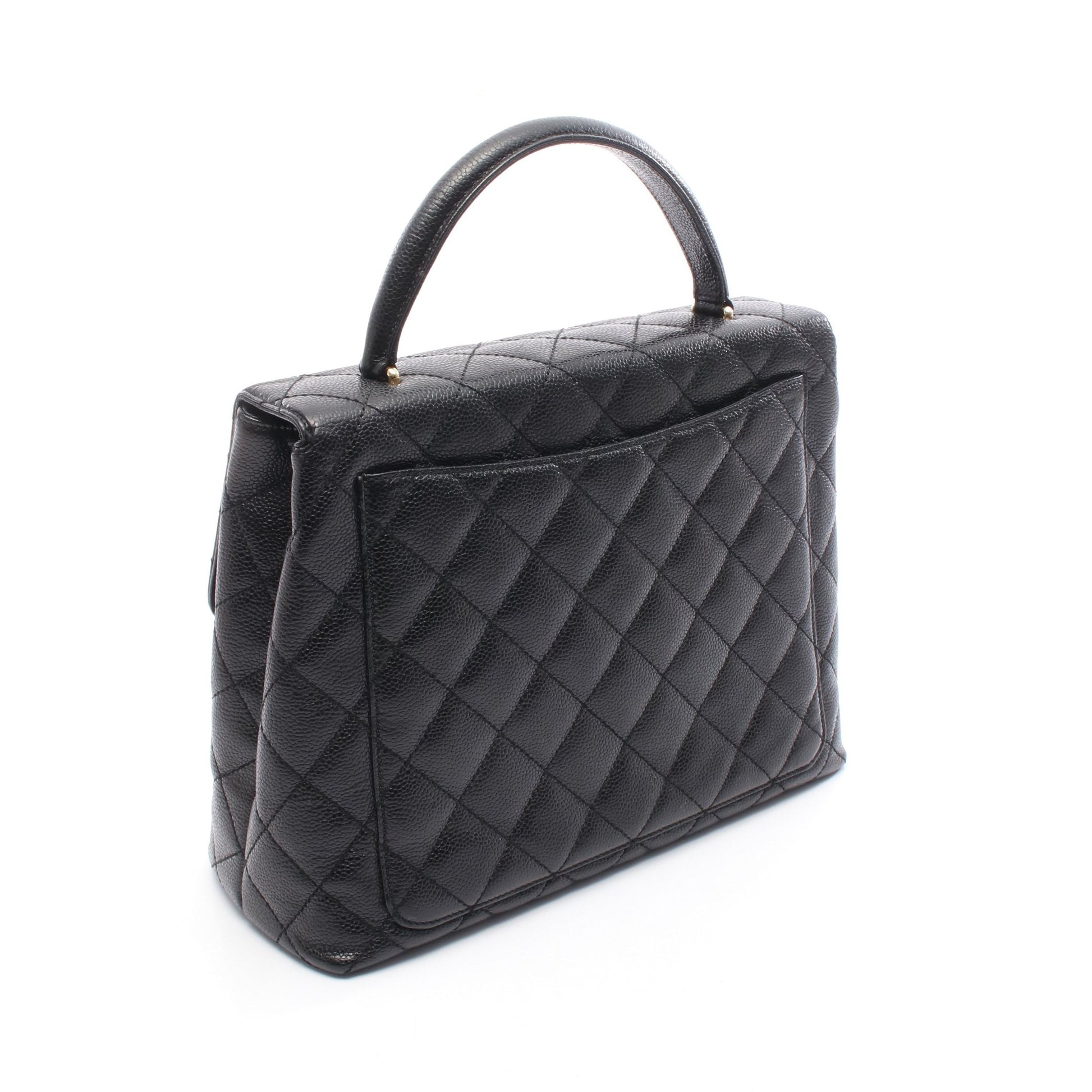 マトラッセ ハンドバッグ キャビアスキン ブラック ゴールド金具 シャネル バッグ CHANEL