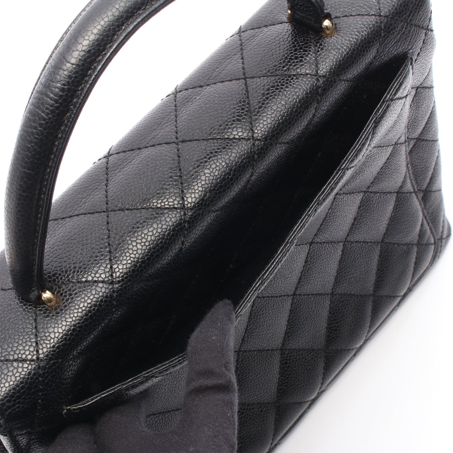 マトラッセ ハンドバッグ キャビアスキン ブラック ゴールド金具 シャネル バッグ CHANEL