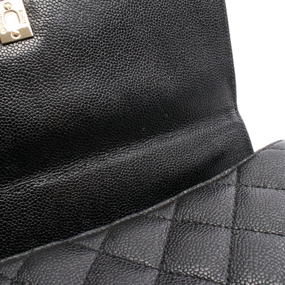 マトラッセ ハンドバッグ キャビアスキン ブラック ゴールド金具 シャネル バッグ CHANEL
