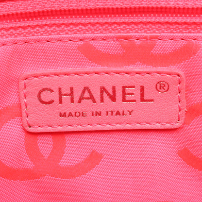 カンボンライン ラージ ショルダーバッグ トートバッグ レザー エナメルレザー ブラック シルバー金具 シャネル バッグ CHANEL