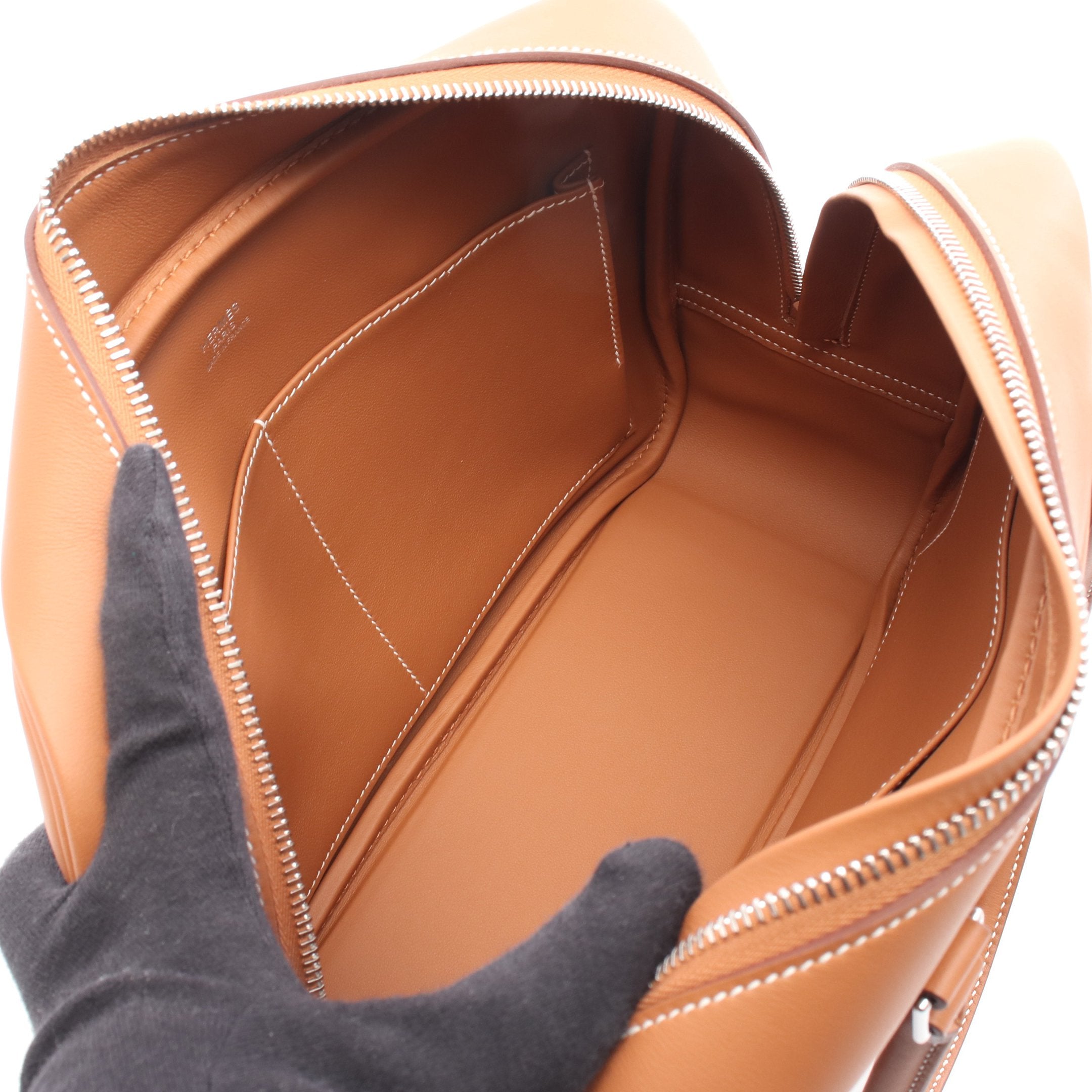 エルメス ハンドバッグ プリュム28 ブラウン　シルバー プリュム28 ゴールド ハンドバッグ ヴォースイフト ブラウン シルバー