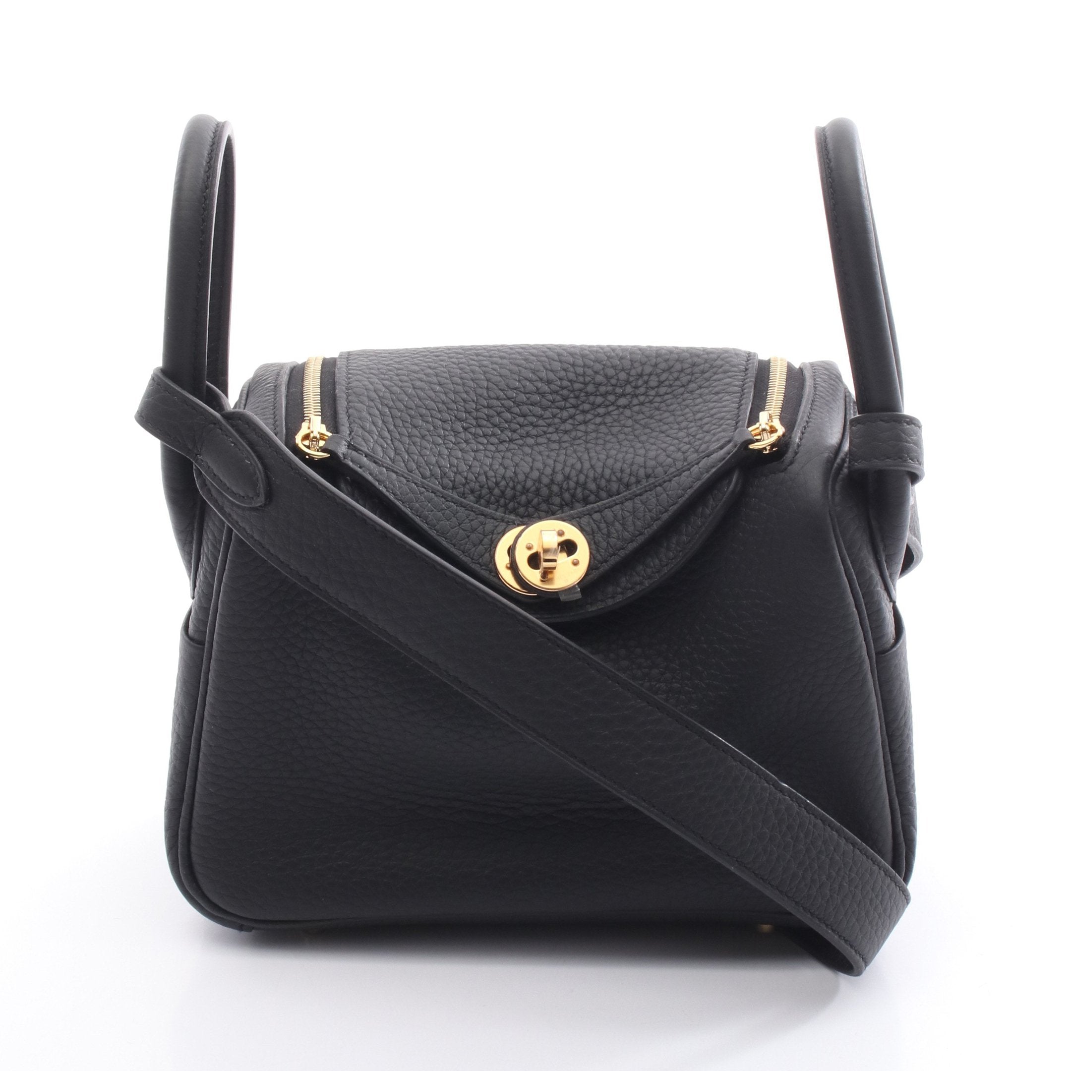 極美品◎HERMES エルメス リンディ 30 ゴールド金具 トリヨンクレマンス ショルダーバッグ ブラック B刻印 保存袋付き 仏製 レディース リンディ ミニ ショルダーバッグ トリヨンクレマンス ブラック