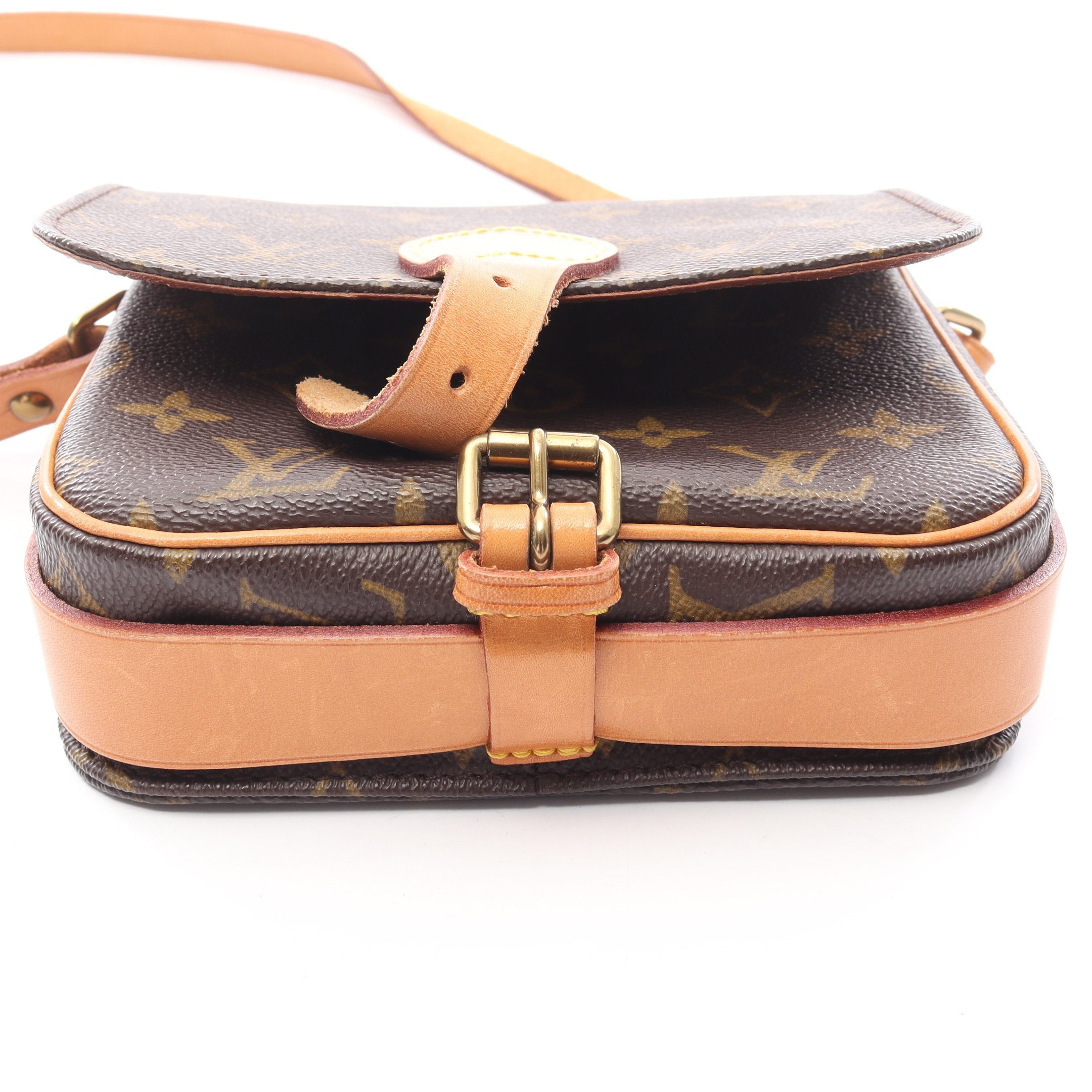 カルトシエールPM モノグラム ショルダーバッグ PVC レザー ブラウン