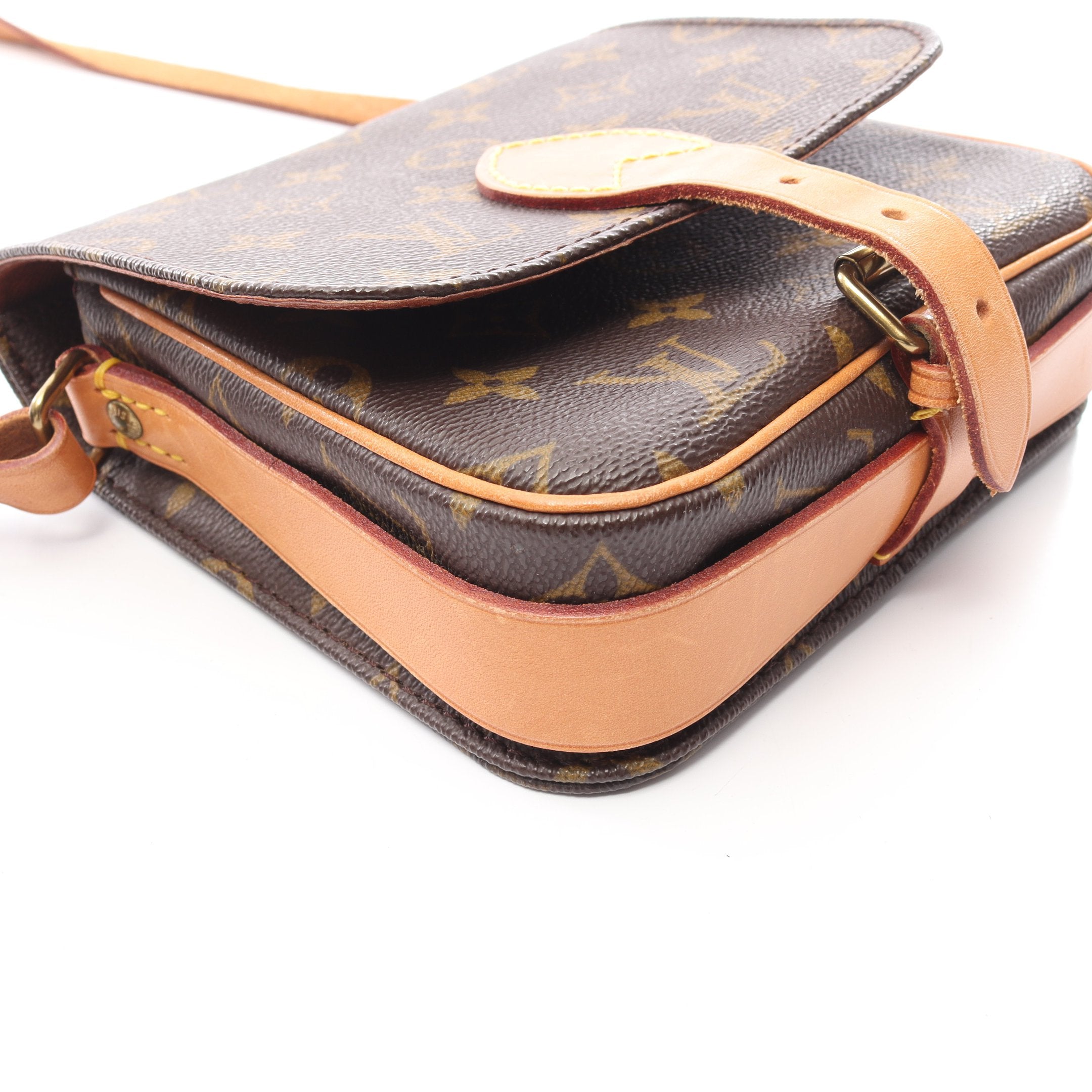 カルトシエールPM モノグラム ショルダーバッグ PVC レザー ブラウン