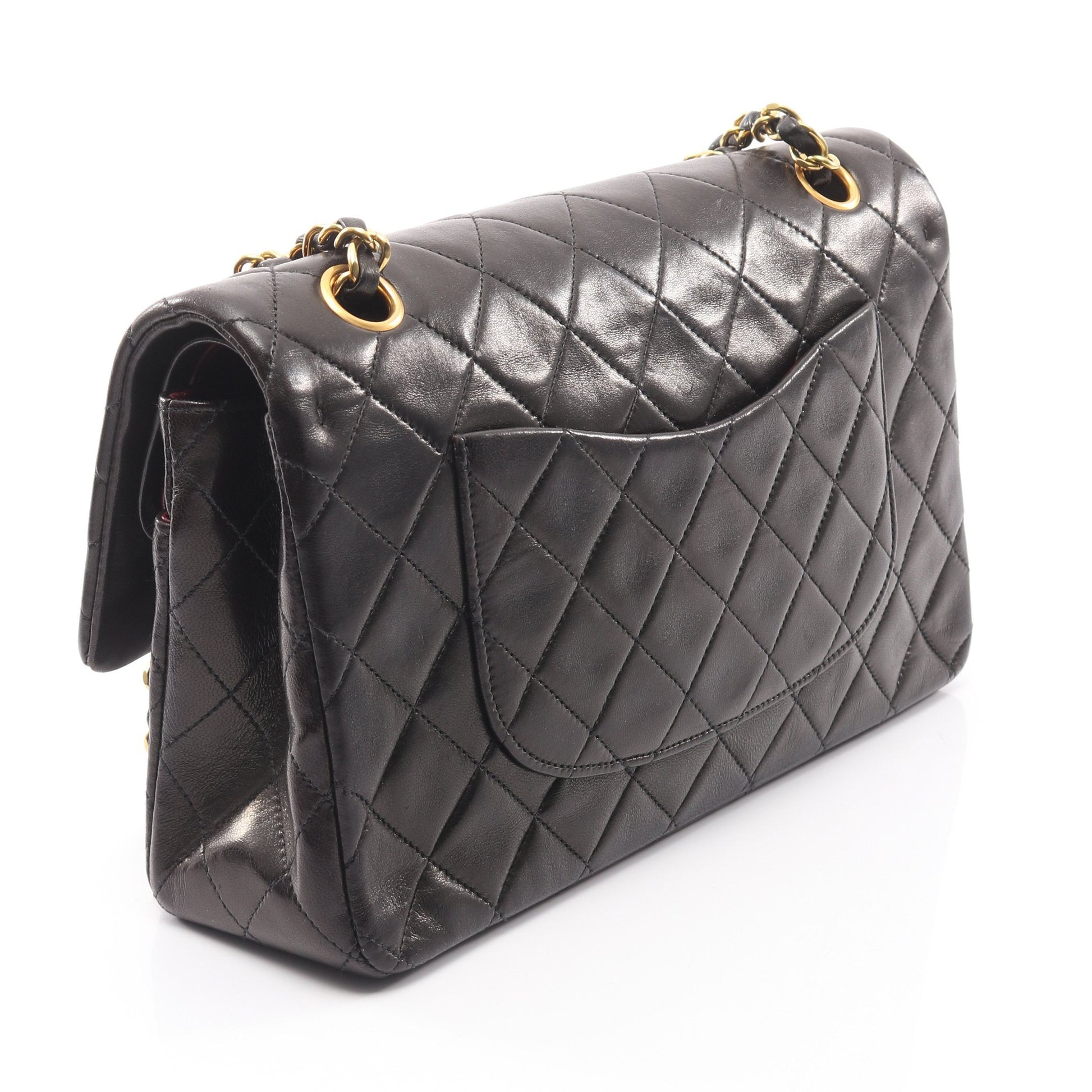マトラッセ Wフラップ Wチェーンショルダーバッグ ラムスキン ブラック ゴールド金具 シャネル バッグ CHANEL