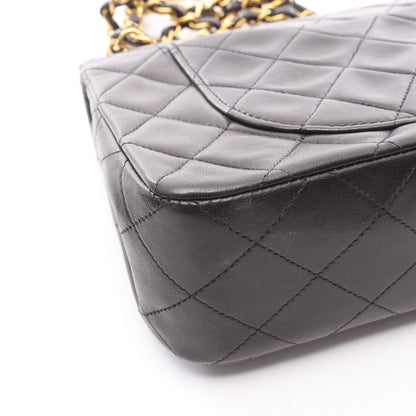 マトラッセ Wフラップ Wチェーンショルダーバッグ ラムスキン ブラック ゴールド金具 シャネル バッグ CHANEL