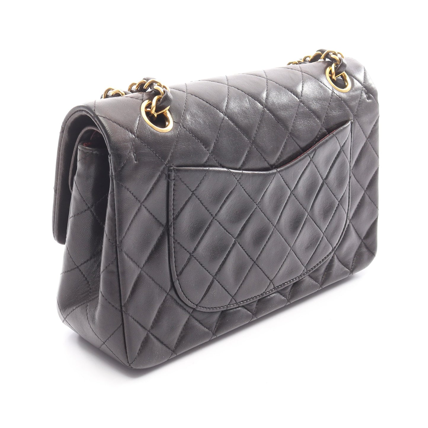 マトラッセ Wフラップ Wチェーンショルダーバッグ ラムスキン ブラック ゴールド金具 シャネル バッグ CHANEL