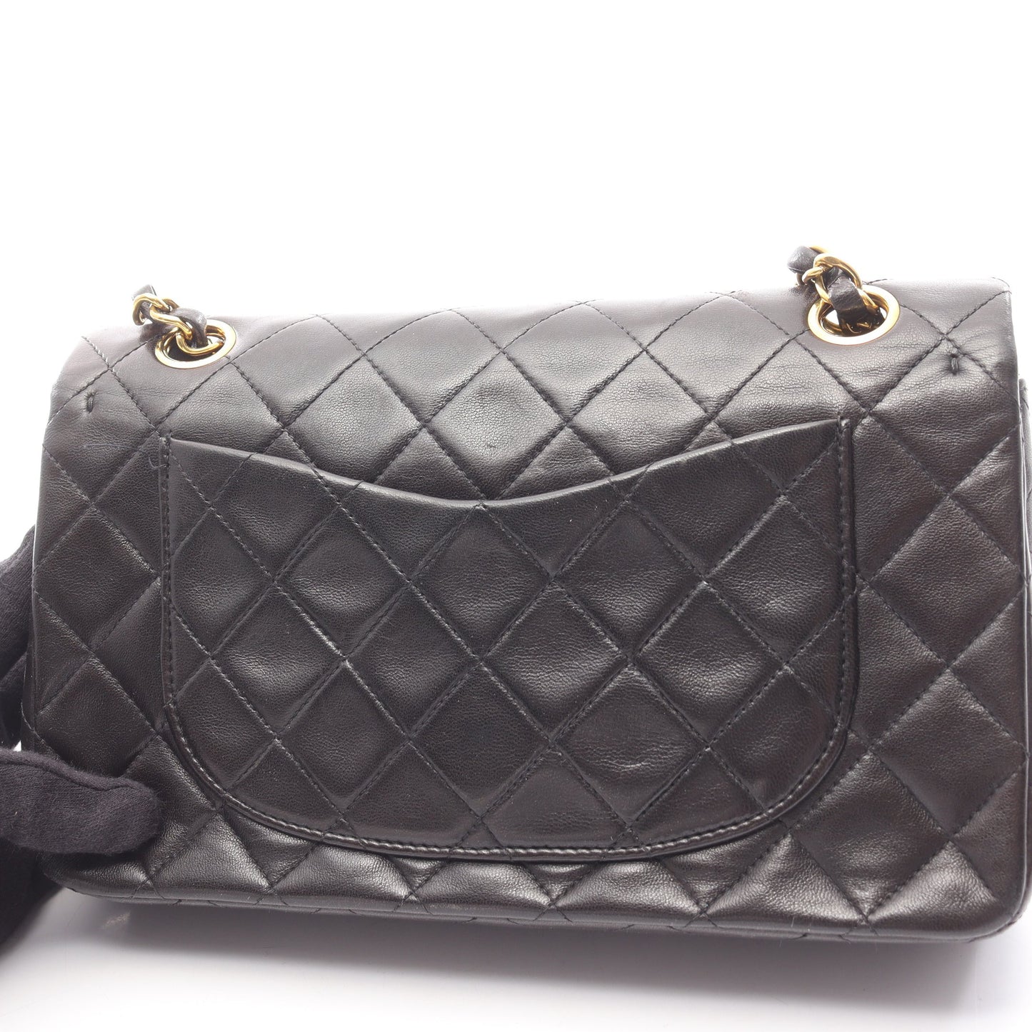 マトラッセ Wフラップ Wチェーンショルダーバッグ ラムスキン ブラック ゴールド金具 シャネル バッグ CHANEL