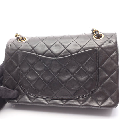 マトラッセ Wフラップ Wチェーンショルダーバッグ ラムスキン ブラック ゴールド金具 シャネル バッグ CHANEL