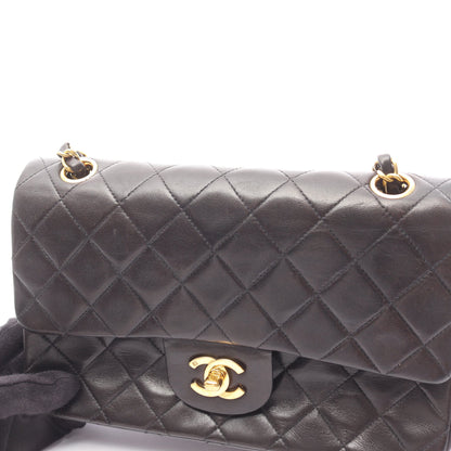 マトラッセ Wフラップ Wチェーンショルダーバッグ ラムスキン ブラック ゴールド金具 シャネル バッグ CHANEL