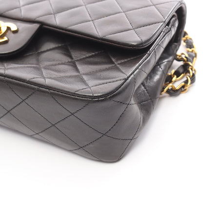 マトラッセ Wフラップ Wチェーンショルダーバッグ ラムスキン ブラック ゴールド金具 シャネル バッグ CHANEL