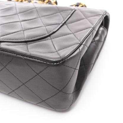 マトラッセ Wフラップ Wチェーンショルダーバッグ ラムスキン ブラック ゴールド金具 シャネル バッグ CHANEL