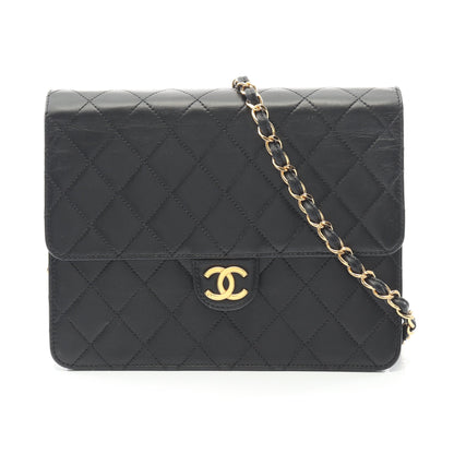 マトラッセ シングルフラップ チェーンショルダーバッグ ラムスキン ブラック ゴールド金具 シャネル バッグ CHANEL