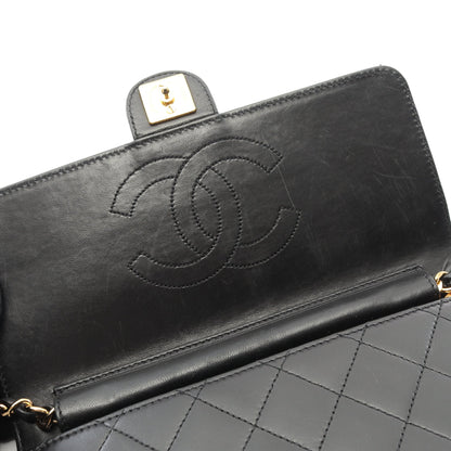 マトラッセ シングルフラップ チェーンショルダーバッグ ラムスキン ブラック ゴールド金具 シャネル バッグ CHANEL