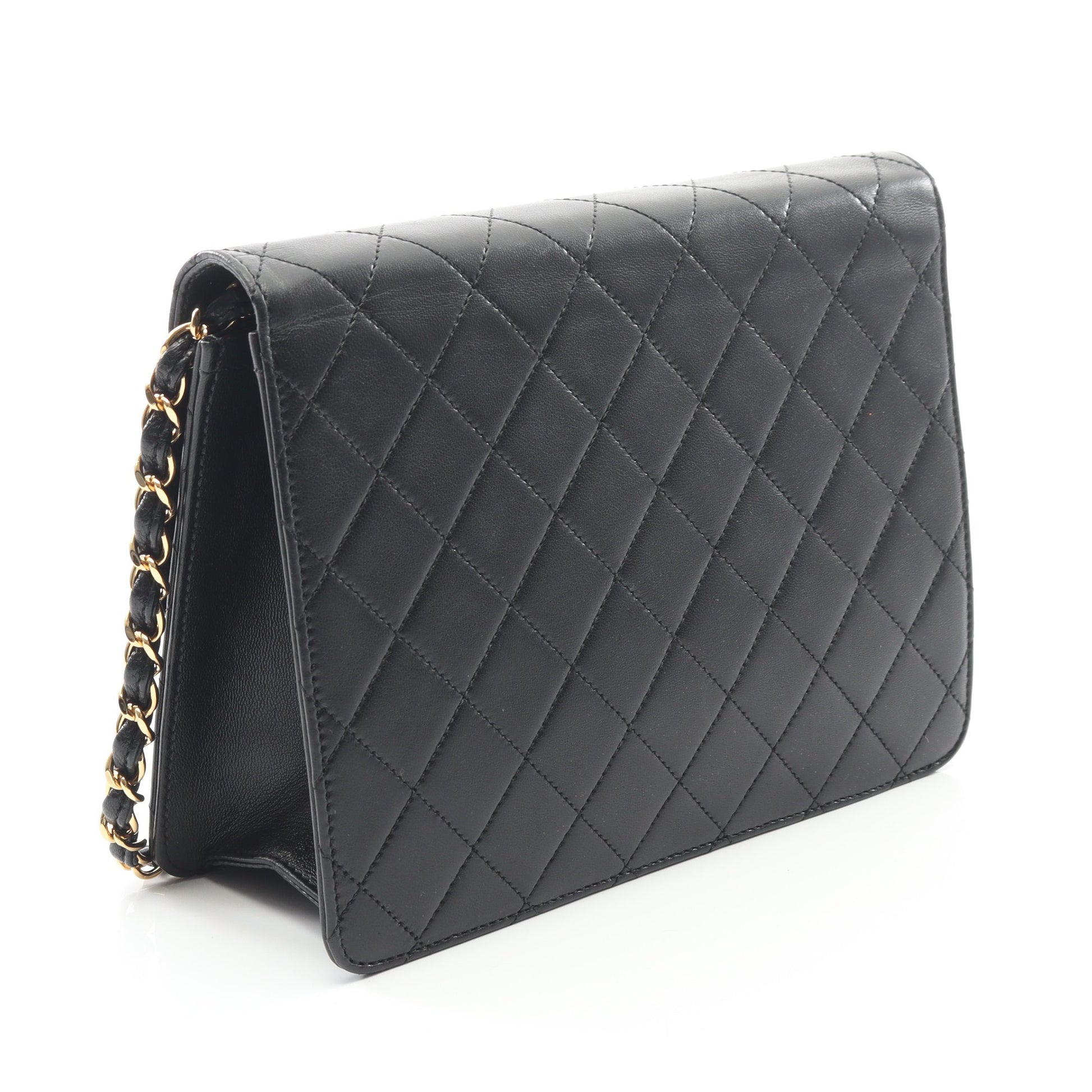 マトラッセ シングルフラップ チェーンショルダーバッグ ラムスキン ブラック ゴールド金具 シャネル バッグ CHANEL