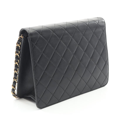 マトラッセ シングルフラップ チェーンショルダーバッグ ラムスキン ブラック ゴールド金具 シャネル バッグ CHANEL