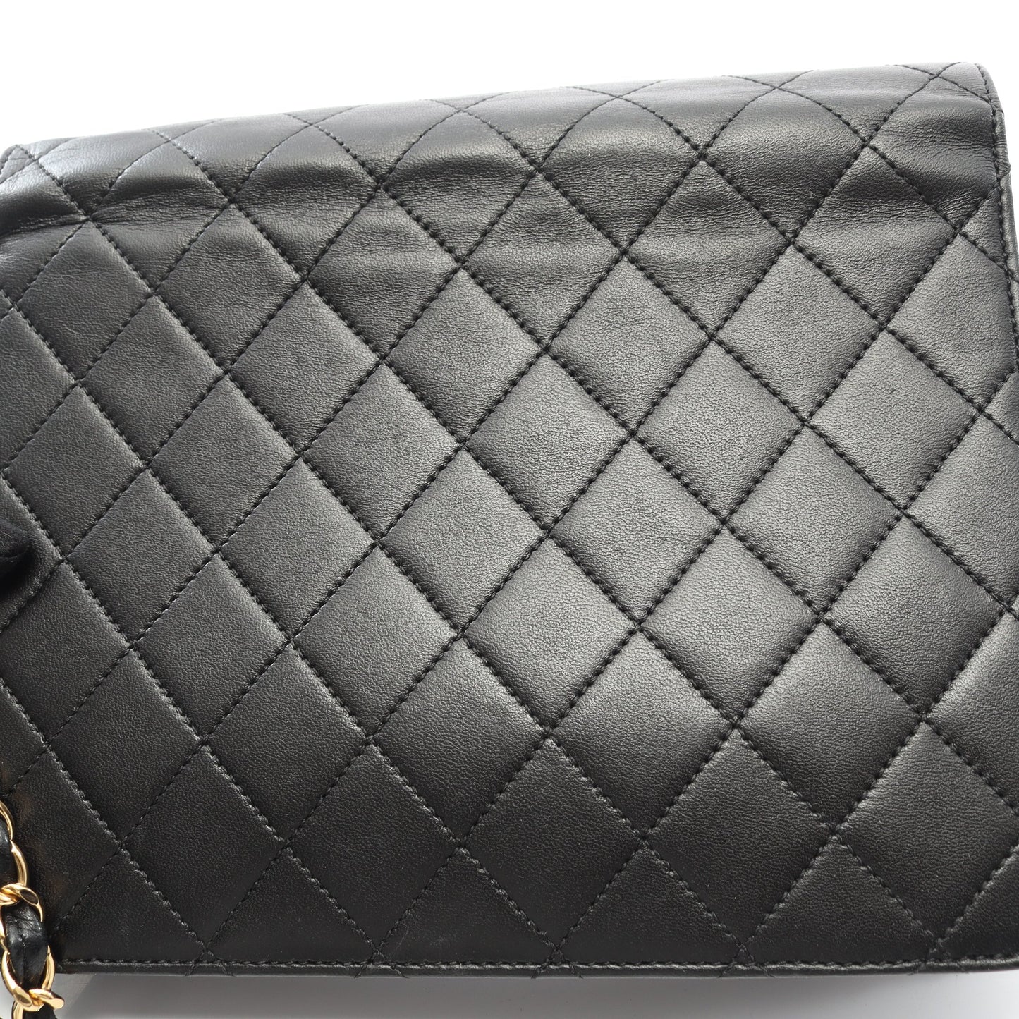 マトラッセ シングルフラップ チェーンショルダーバッグ ラムスキン ブラック ゴールド金具 シャネル バッグ CHANEL