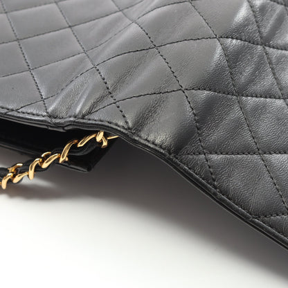 マトラッセ シングルフラップ チェーンショルダーバッグ ラムスキン ブラック ゴールド金具 シャネル バッグ CHANEL