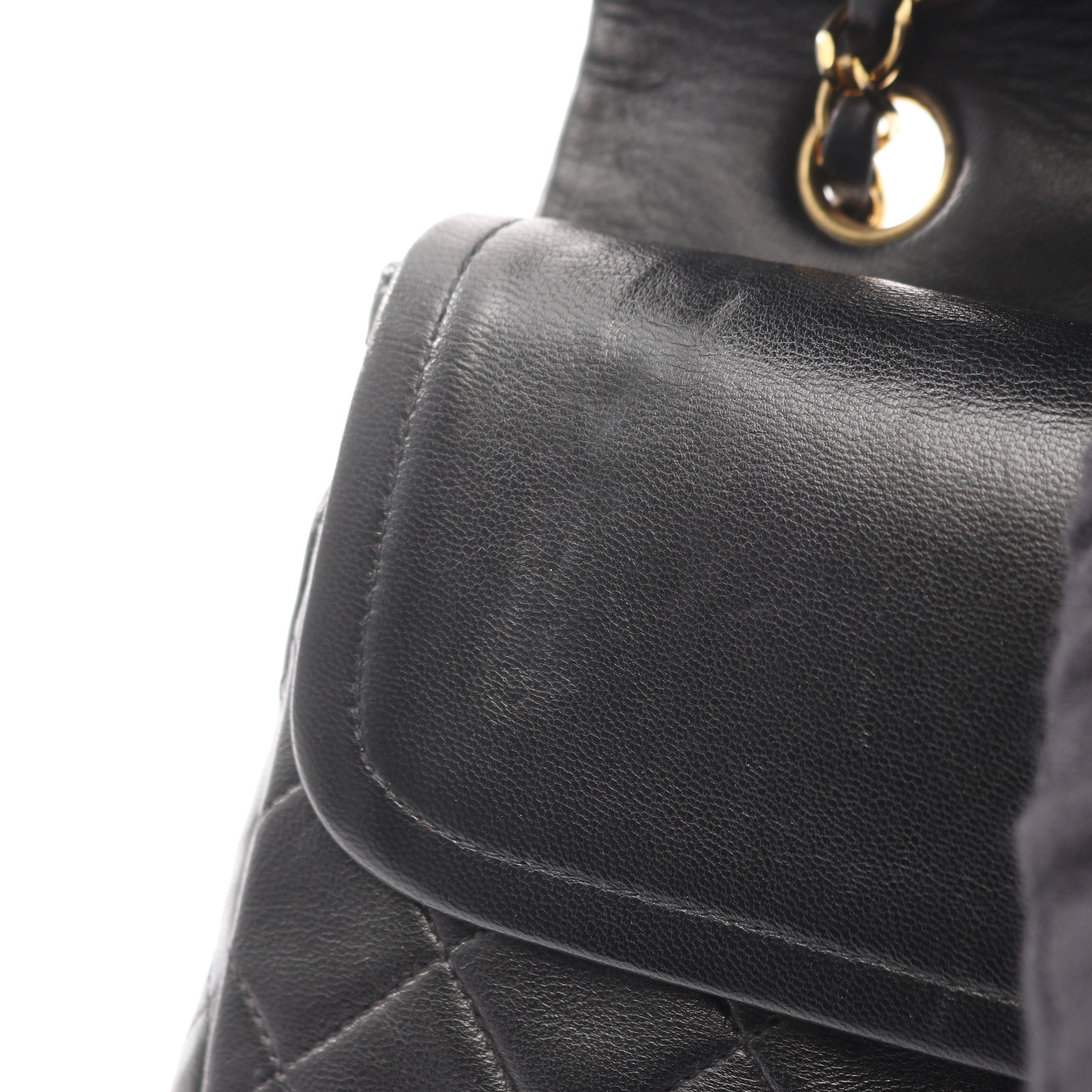 マトラッセ Wフラップ Wチェーンショルダーバッグ ラムスキン ブラック ゴールド金具 シャネル バッグ CHANEL