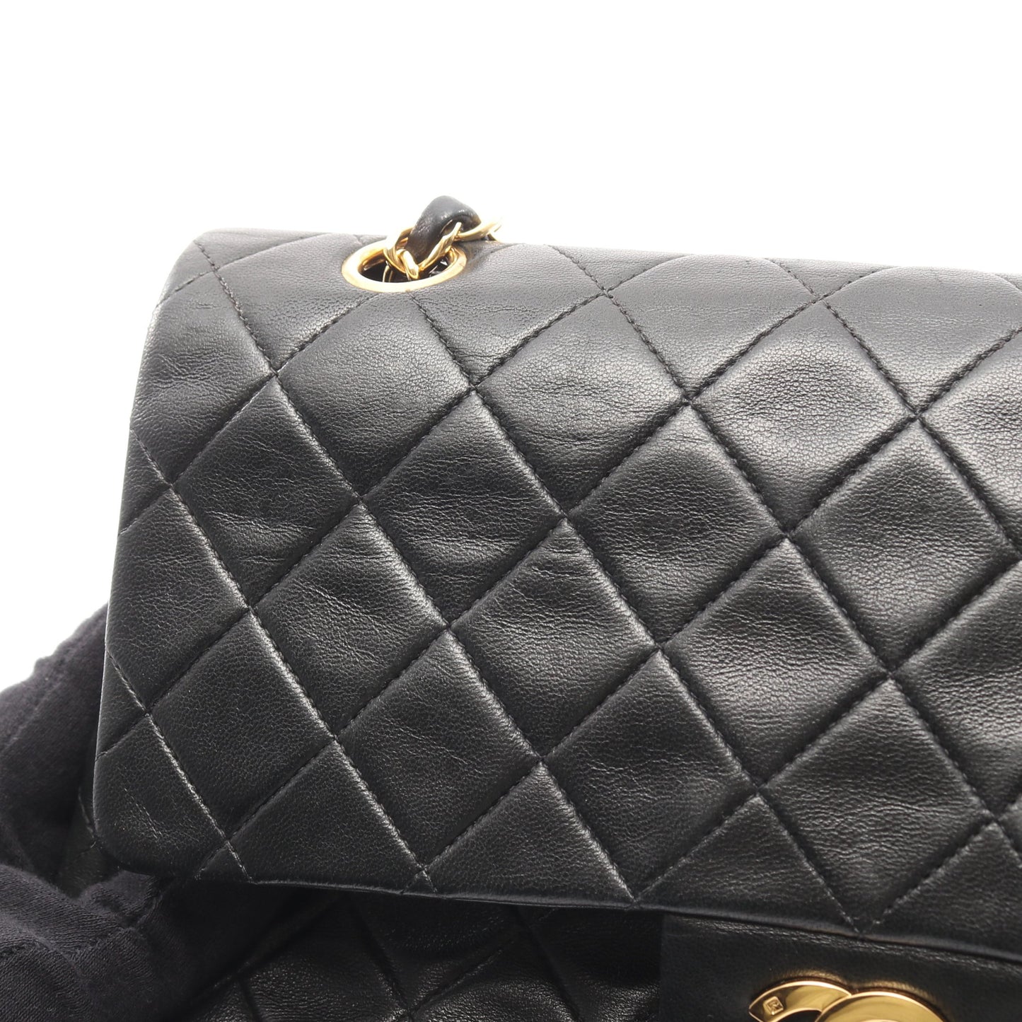 マトラッセ Wフラップ Wチェーンショルダーバッグ ラムスキン ブラック ゴールド金具 シャネル バッグ CHANEL